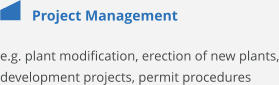 Project Management e.g. plant modification, erection of new plants, development projects, permit procedures