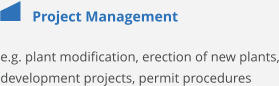 Project Management e.g. plant modification, erection of new plants, development projects, permit procedures