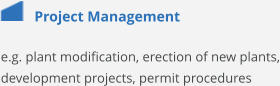 Project Management e.g. plant modification, erection of new plants, development projects, permit procedures
